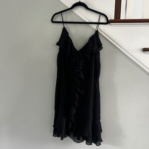 H&M Black Ruffle Chiffon Dress Size 14